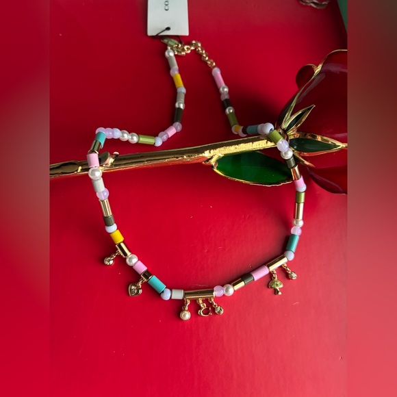 Coach Jewelry - COACH Necklace,Coach Colorful Beaded Necklace with Gold Charms